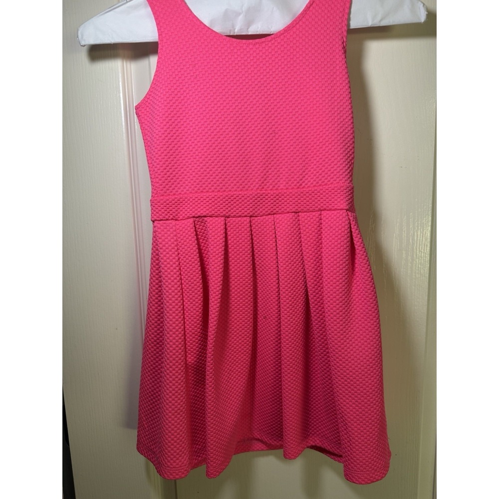 Poof! Girls Size Small Hot Pink Textured Fit & Flare Party Dress Sleeveless Fun - Picture 2 of 14